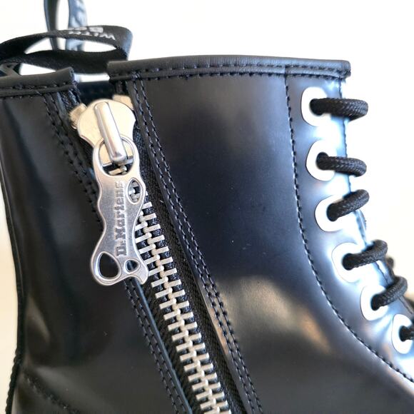 Dr. Martens 1460 Zip Black Leather Combat Boots –Women 10/ Men 9 main image 7